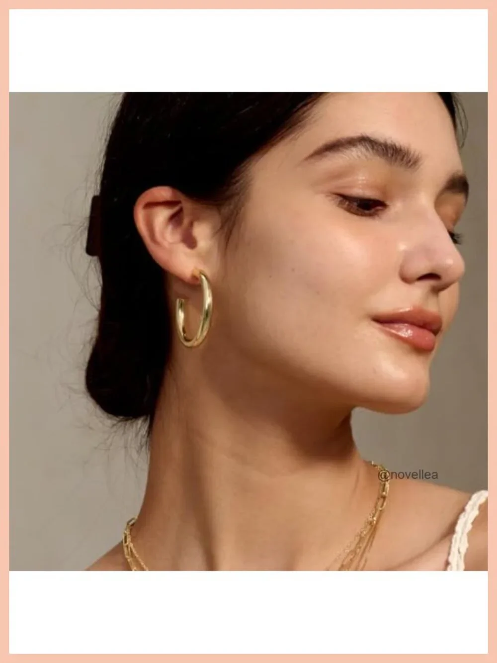 Chunky 14K Gold Plated Hoop Earrings, Lightweight Hollow Tubes, 40mm